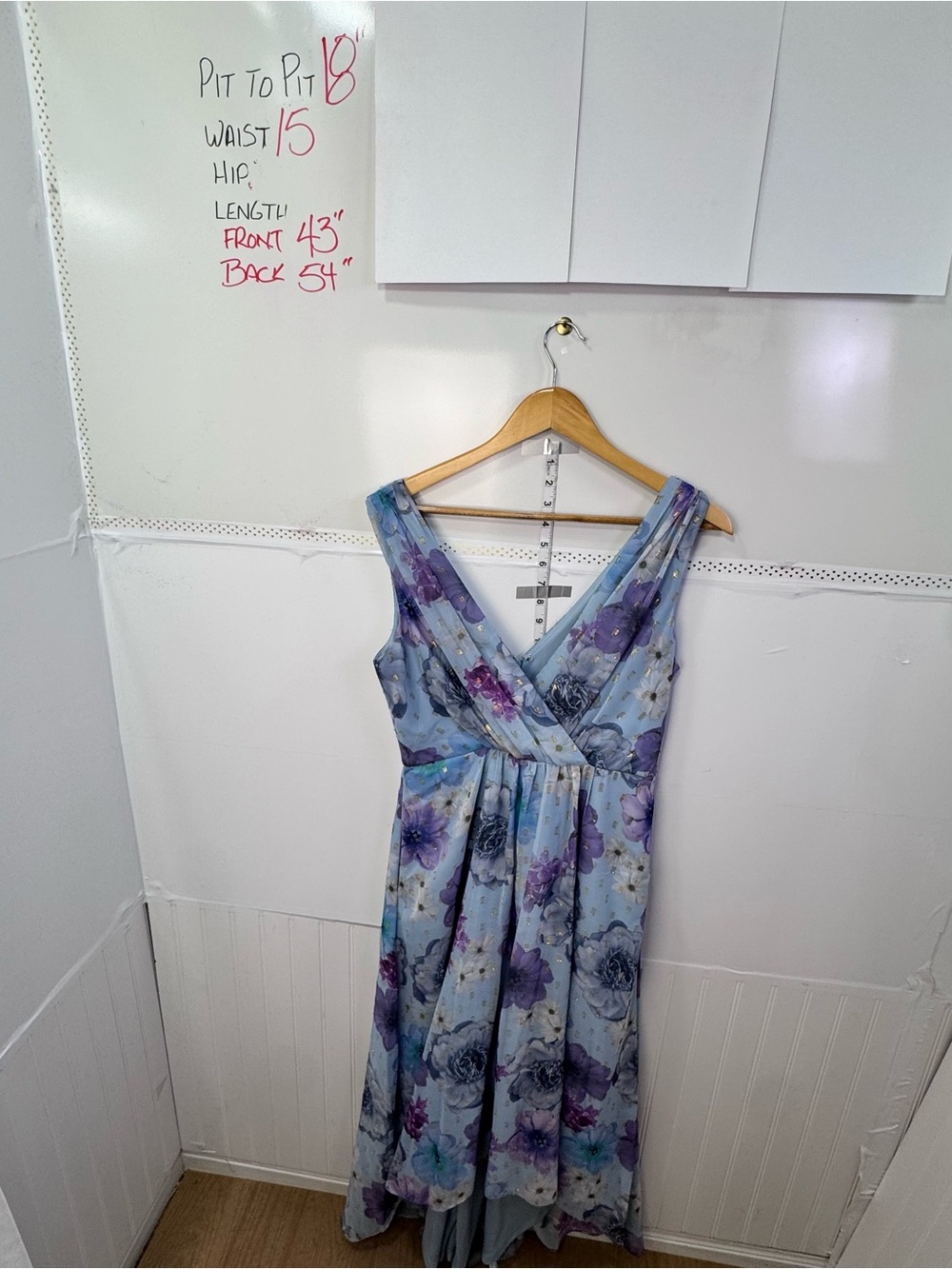 Jessica Howard 10P Floral High Low Maxi Dress Pockets Blue Purple Wedding Guest - Picture 4 of 8